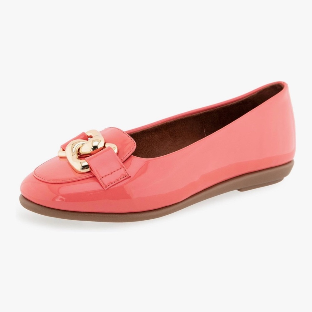 NIB Aerosoles Bell Coral Patent Faux Leather Ballet Flats Shoes Womens Sz 5